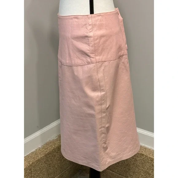 Vintage Lillie Rubin Women's Size 10 Blush Leather Pencil Skirt Ostrich Texture - Picture 3 of 13